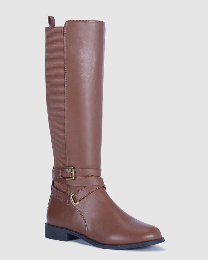 Image of Boots. Product name - Jadine Tan Vegan Boots in Tan colour by brand - Novo
