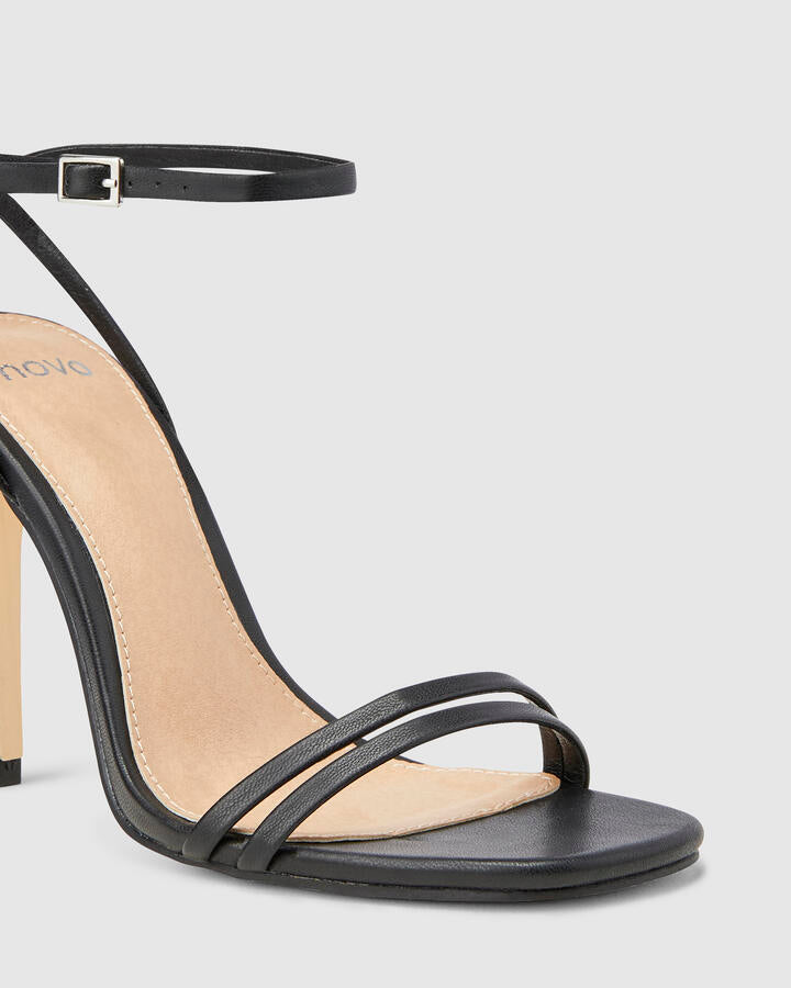 Image of Heels. Product name - Mckenna Black Vegan Heels in Black colour by brand - Novo