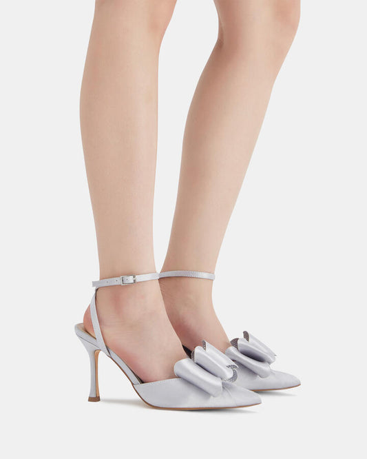 Image of Heels. Product name - Yamilet Silver Vegan Heels in Multi colour by brand - Novo
