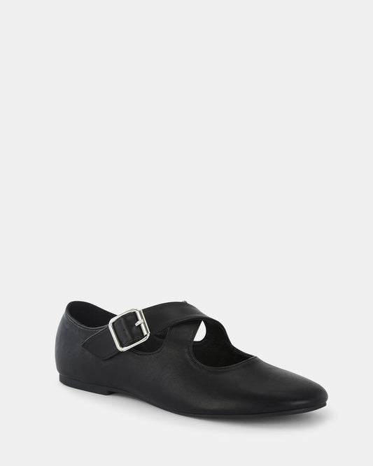 Image of Flats. Product name - Casoria Black Vegan Flats in Black colour by brand - Novo