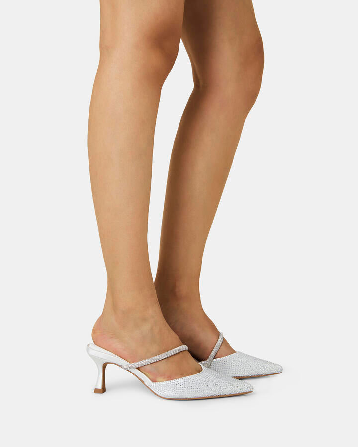 Image of Heels. Product name - Padua White Vegan Heels in Multi colour by brand - Novo