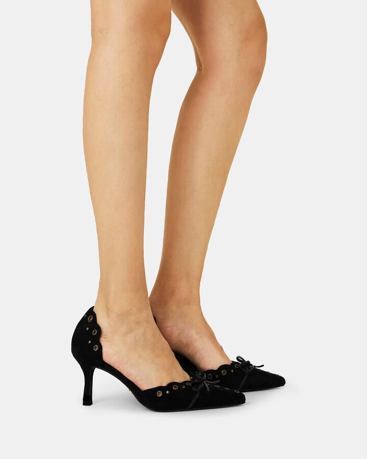 Image of Heels. Product name - Illasi Black Vegan Heels in Black colour by brand - Novo