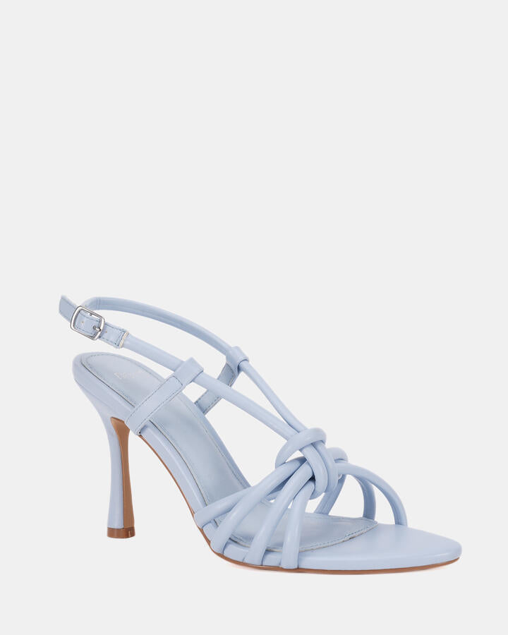 Image of Heels. Product name - Lionel Sky Blue Vegan Heels in Blue colour by brand - Novo