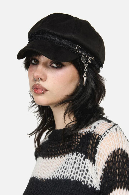 Image of Charms. Productname: Ruffle &amp; Removable Charm Hat in Black colour by brand - Black Friday