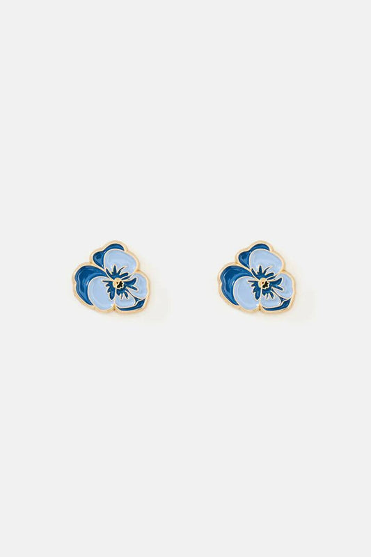 Image of Earrings. Productname: Iris Pansy Stud Earrings in Blue colour by brand - Princess Highway