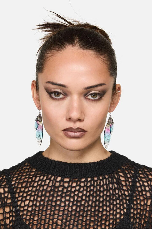Image of Earrings. Productname: Rainbow Sparkle Wing Earrings in Multi colour by brand - Dangerfield