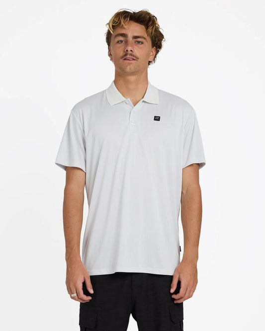 Image of a model wearing Shorts. Product name - Billabong Mens A/Div Short Sleeve Polo Shirt Grey Mist in Grey Mist colour by brand - Billabong