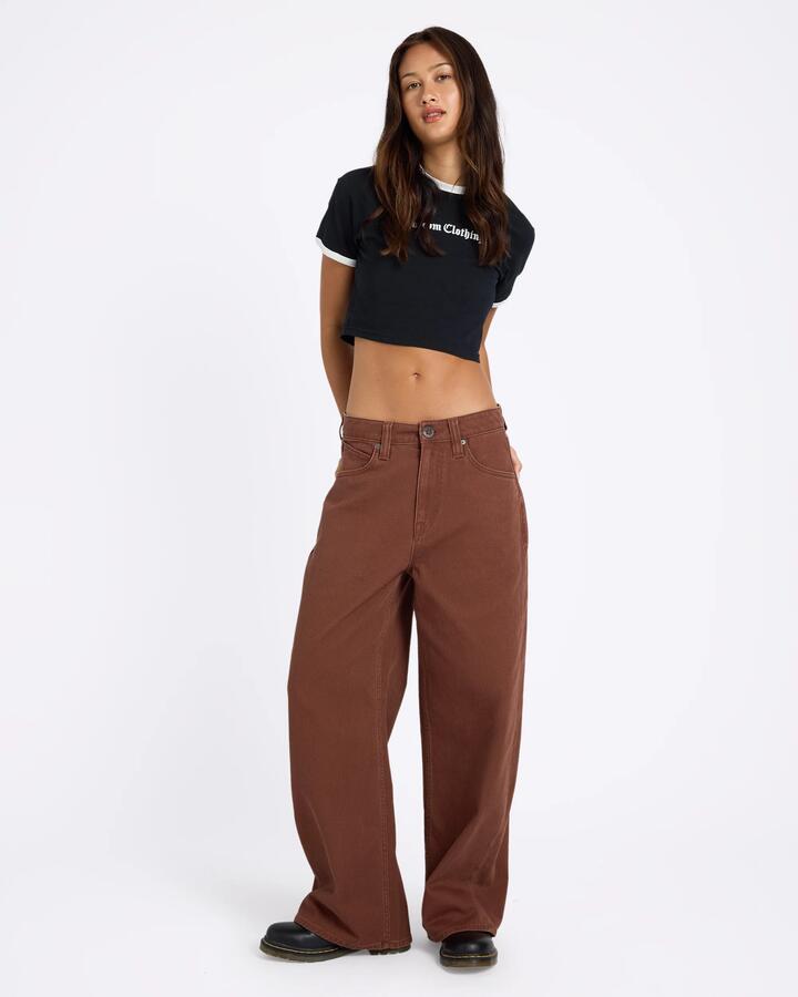 Image of Jeans. Product name - Volcom Womens Beeggy Denim Jeans Tobacco Brown in Tobacco Brown colour by brand - Volcom