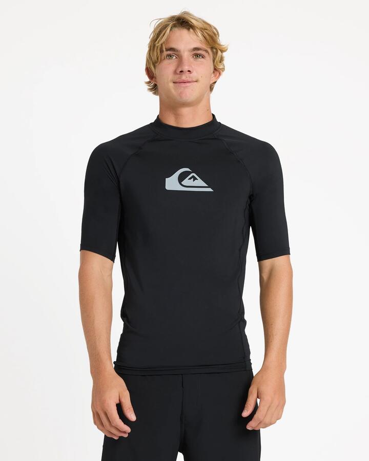 Image of Accessories. Product name - Quiksilver Mens Everyday Upf50 Rashguard Black in Black colour by brand - Quiksilver