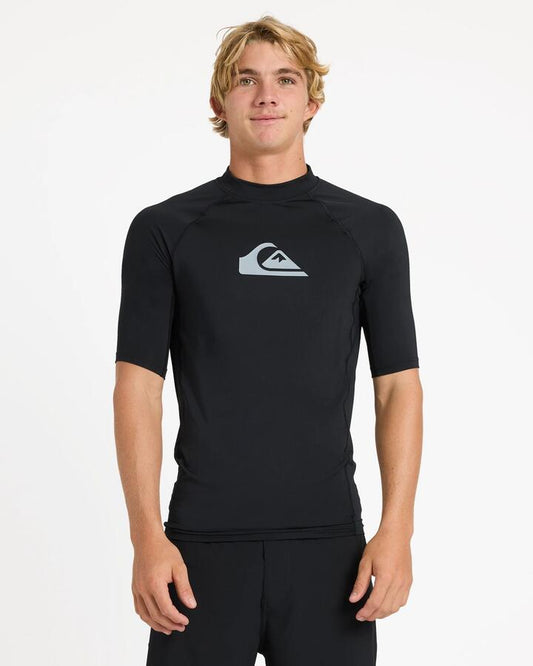 Image of Accessories. Product name - Quiksilver Mens Everyday Upf50 Rashguard Black in Black colour by brand - Quiksilver