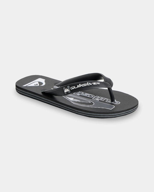 Image of Sandals. Product name - Quiksilver Boys 8-16 Moncata Art Thongs Grey/Black/Black in Grey/Black/Black colour by brand - Quiksilver
