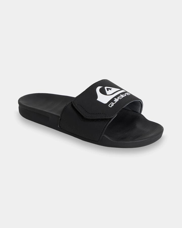 Image of Slippers. Product name - Quiksilver Boys 8-16 Sunset Adjustable Slides Black in Black colour by brand - Quiksilver
