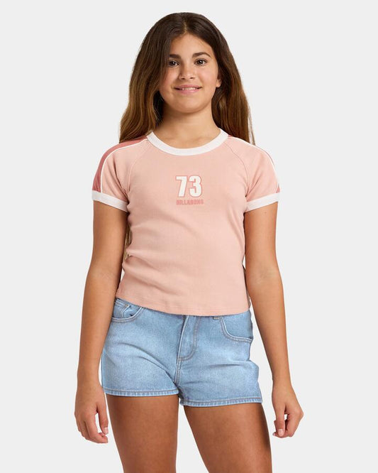 Image of T-Shirts. Product name - Billabong Girls 6-16 Shoreline Club T-Shirt Dusty Rose in Dusty Rose colour by brand - Billabong
