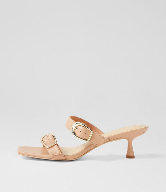 Image of Sandals. Product name - Thank Nude Leather Sandals in Nude colour by brand - MOLLINI