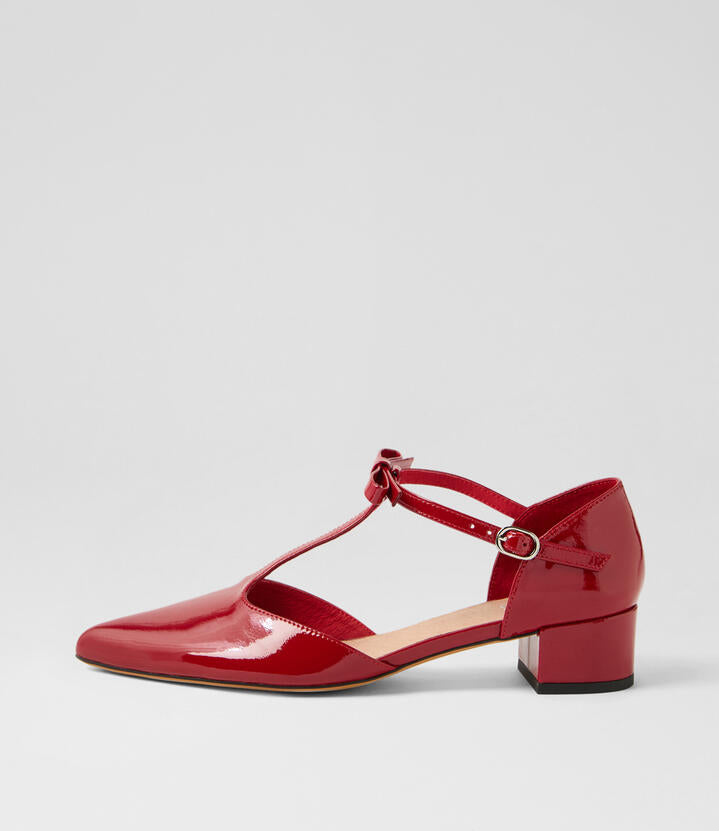 Image of Heels. Product name - Cortisan Deep Red Patent Leather Heels in Deep Red colour by brand - MIDAS