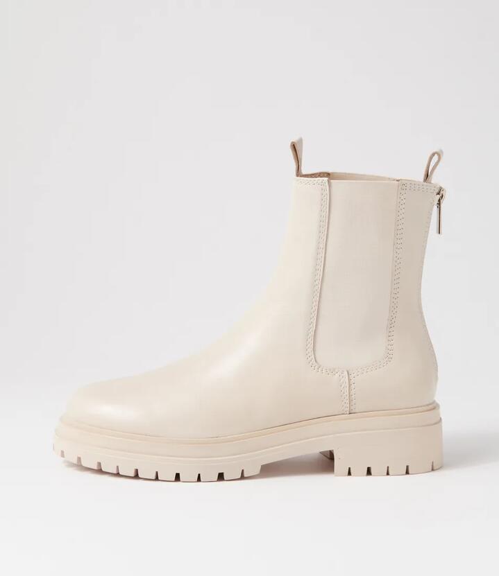 Image of Boots. Product name - Apparent Cream Leather Chelsea Boots in Cream-Cream Sole colour by brand - MIDAS