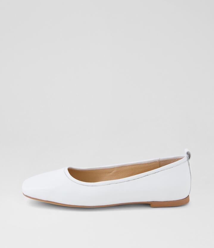 Image of Shoes. Product name - Noalla White Leather Ballet Flats in White colour by brand - MOLLINI