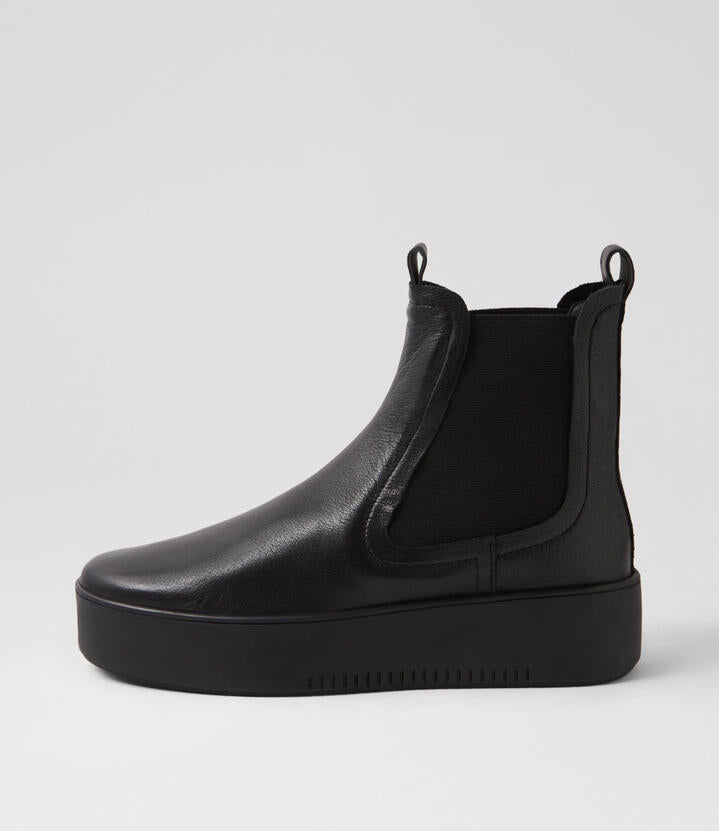 Image of Boots. Product name - Whynot Black Leather Chelsea Boots in Black-Black Sole colour by brand - MIDAS