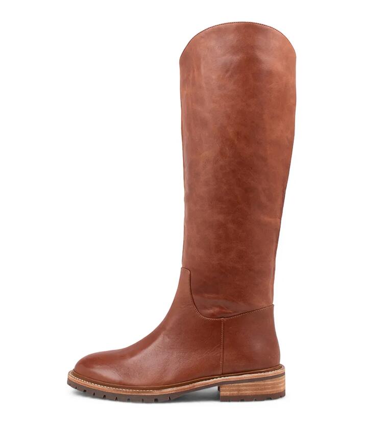 Image of Boots. Product name - Rebel Walnut Leather Knee High Boots in Walnut colour by brand - MOLLINI