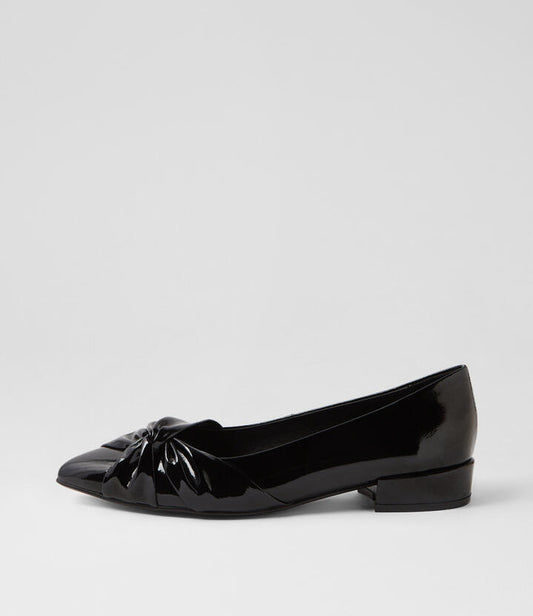 Image of Shoes. Product name - Eccles Black Patent Leather Flat Shoes in Black colour by brand - MIDAS