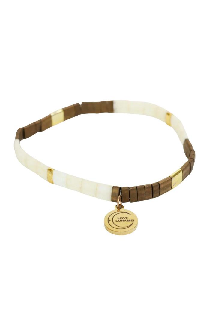 Image of Jewelry. Product name - Love Bronze Tort Cream Charm Bracelet in Cream colour by brand - Love Lunamei