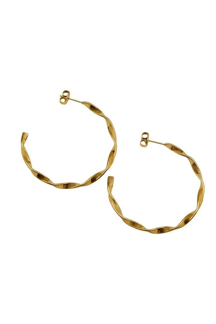 Image of Jewelry. Product name - Twister Gold Large Hoop Earrings in Gold colour by brand - Love Lunamei