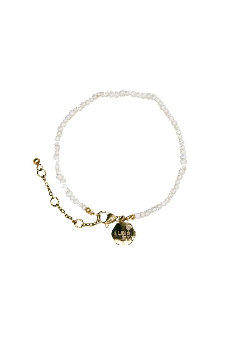 Image of Jewelry. Product name - Muse Freshwater Pearl Gold Layering Bracelet in Gold colour by brand - Love Lunamei