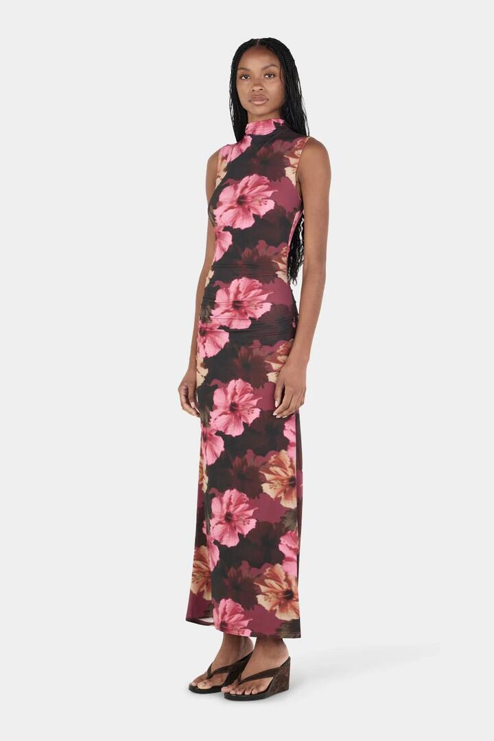 Image of Dresses. Product name - Steph Winter Hibiscus Sleeveless Midi Dress in Multi colour by brand - Ownley