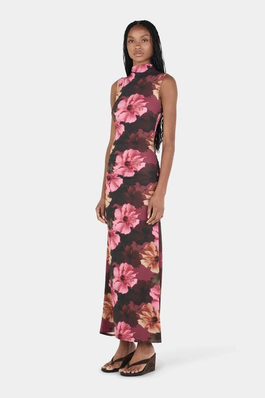 Image of Dresses. Product name - Steph Winter Hibiscus Sleeveless Midi Dress in Multi colour by brand - Ownley