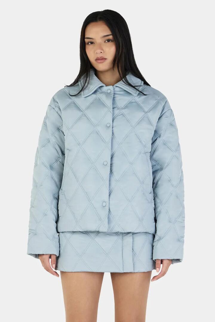 Image of Coats & Jackets. Product name - Quinton Ice Blue Quilted Jacket in Blue colour by brand - Ownley