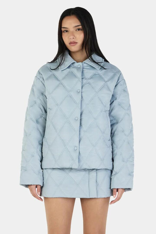 Image of Coats & Jackets. Product name - Quinton Ice Blue Quilted Jacket in Blue colour by brand - Ownley