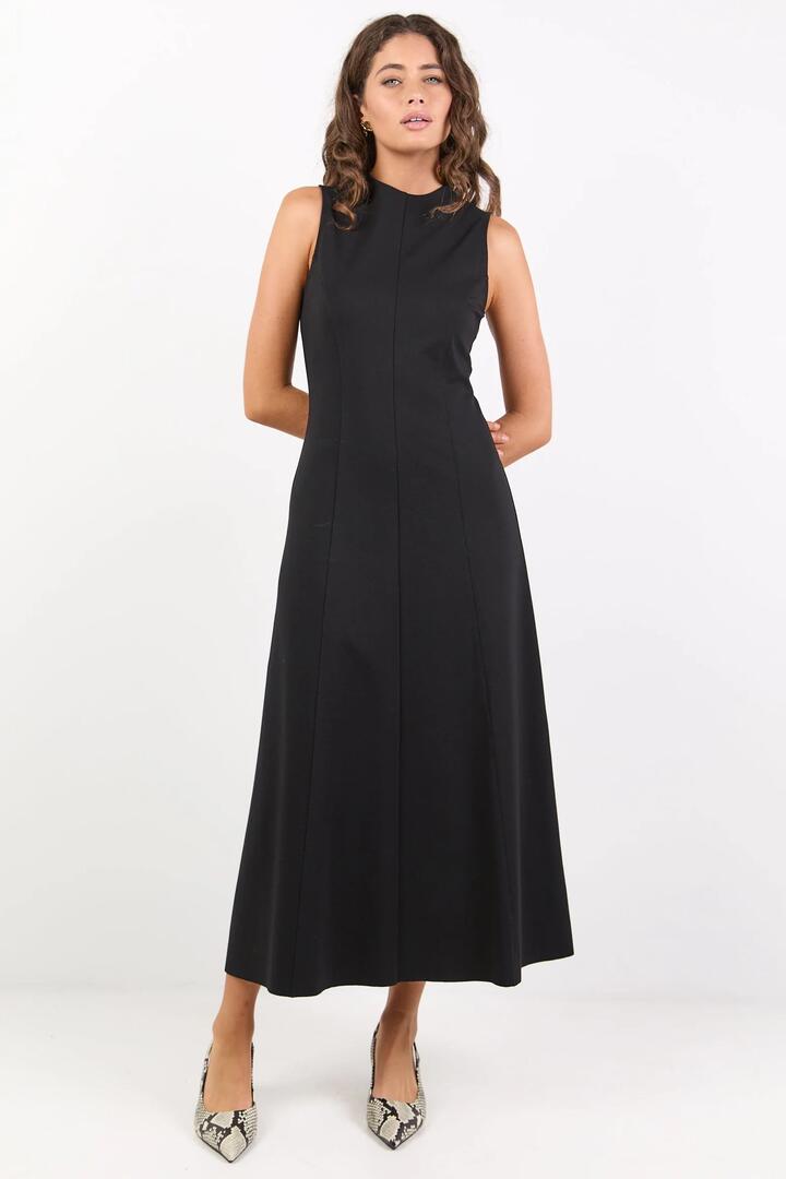 Image of Dresses. Product name - Define Black Panelled Sleeveless Maxi Dress in Black colour by brand - Stories be Told
