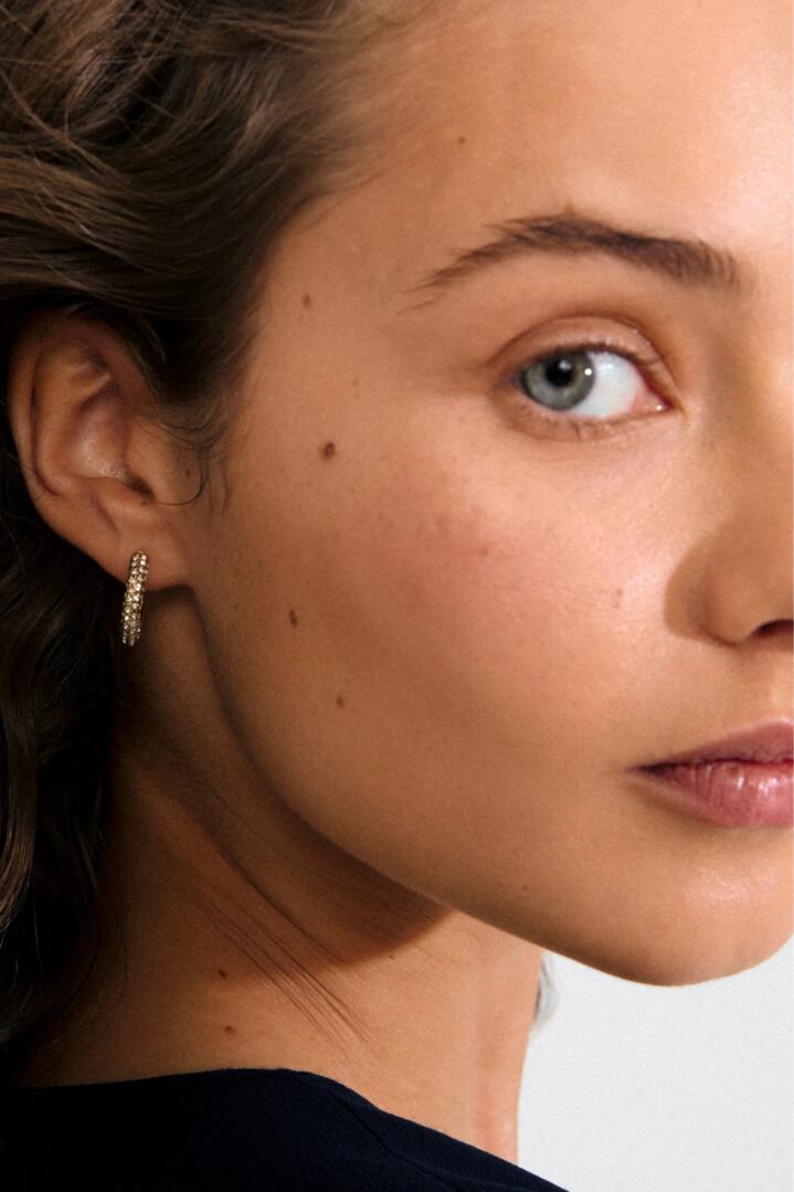 Image of Jewelry. Product name - Tatum Recycled Gold Crystal Earrings in Gold colour by brand - Pilgrim