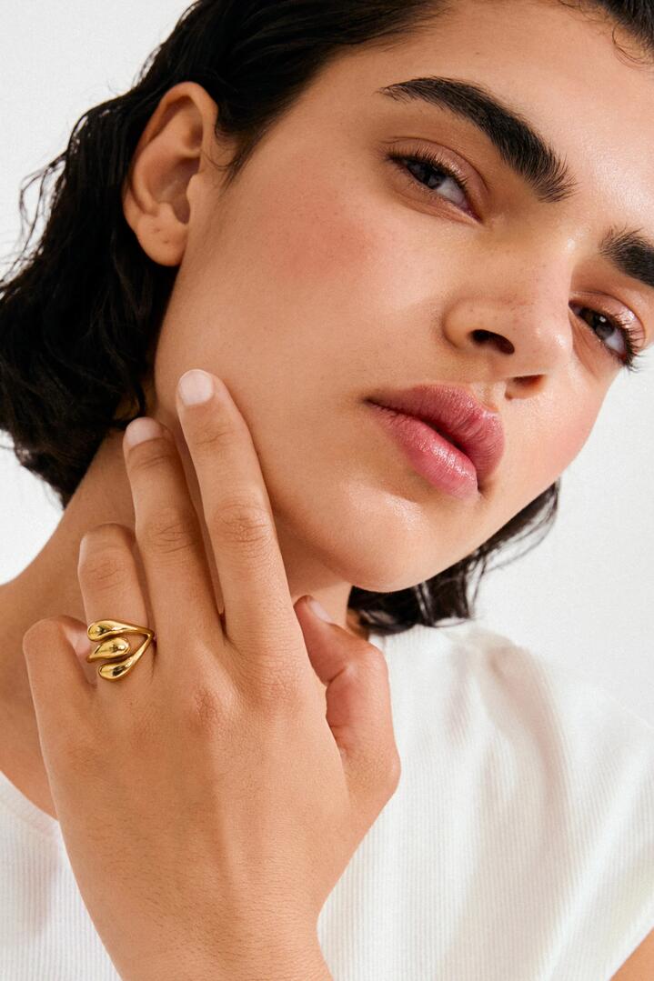 Image of Jewelry. Product name - Jennings Gold Droplet Ring in Gold colour by brand - Pilgrim