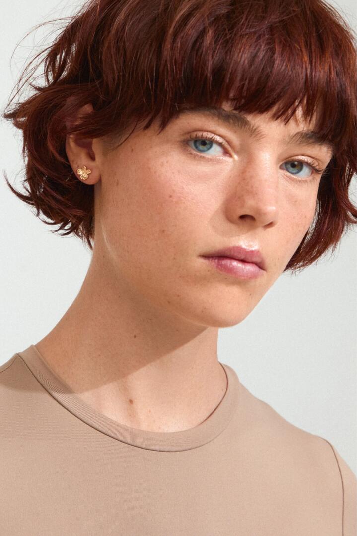 Image of Jewelry. Product name - Charmaine Recycled Gold Plated Flower Stud Earrings in Gold colour by brand - Pilgrim