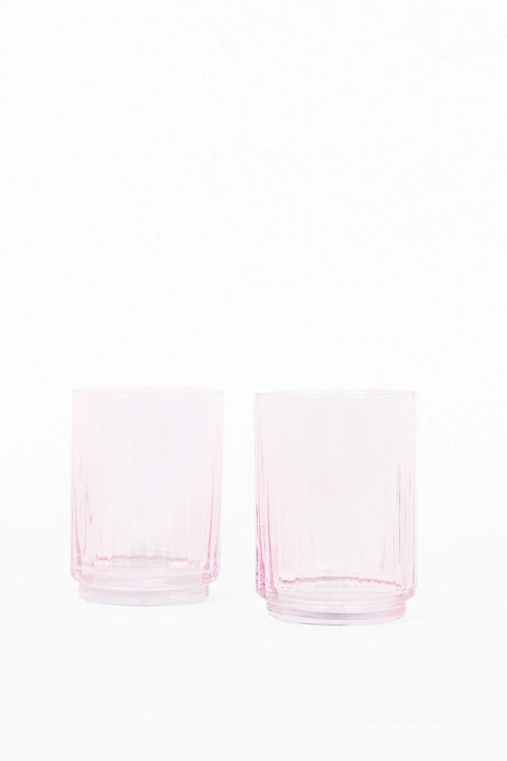 Image of Kitchen & Dining. Product name - Pale Pink Ribbed Set 2 Tumblers in Pink colour by brand - Willow & Mae