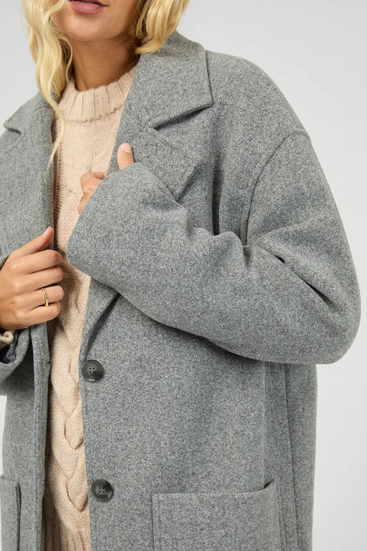 Image of Coats & Jackets. Product name - Long Island Grey Relaxed Coat in Grey colour by brand - All About Eve