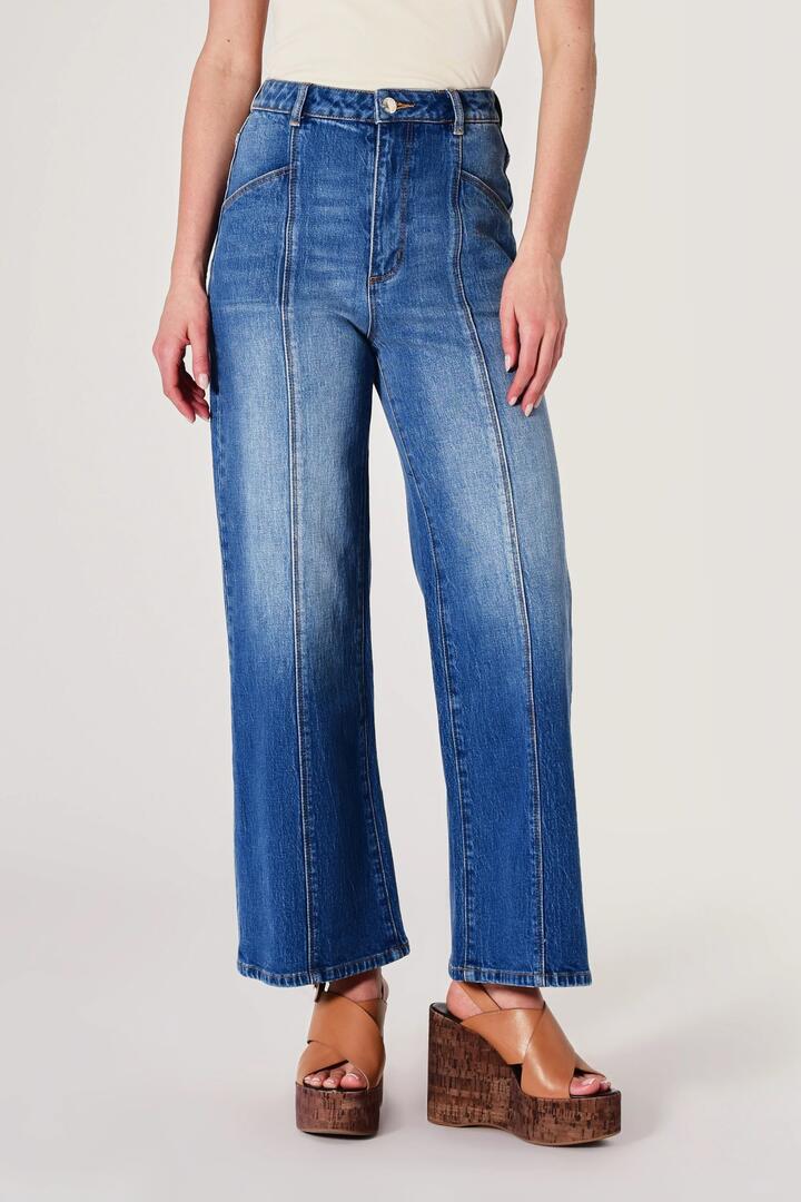 Image of Jeans. Product name - Sailor Silverlake Blue Deco Wide Long Jean in Blue colour by brand - Rollas
