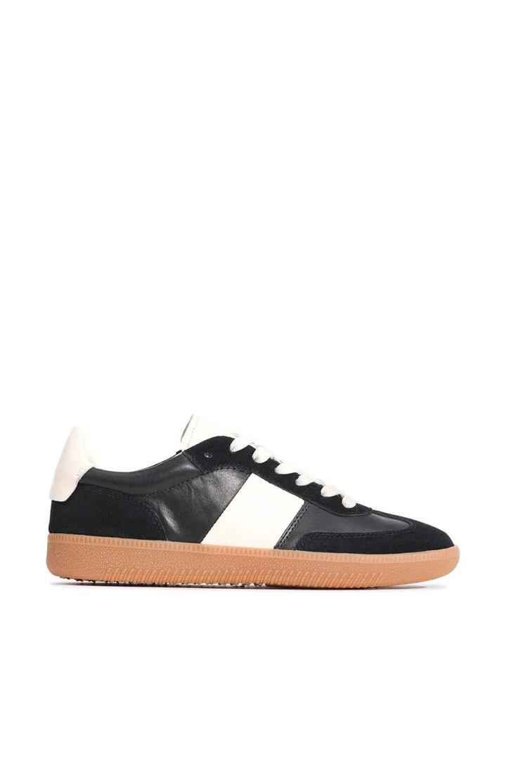 Image of Sneakers. Product name - Antigo Black Suede Leather Stripe Casual Sneaker in Black colour by brand - EOS