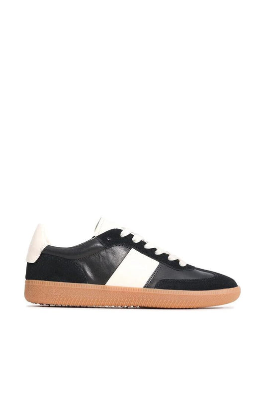 Image of Sneakers. Product name - Antigo Black Suede Leather Stripe Casual Sneaker in Black colour by brand - EOS