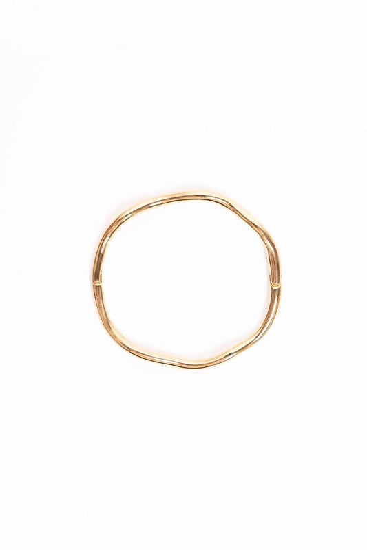 Image of Jewelry. Product name - Wavy 14k Gold Plate Bangle in Gold colour by brand - Stories be Told