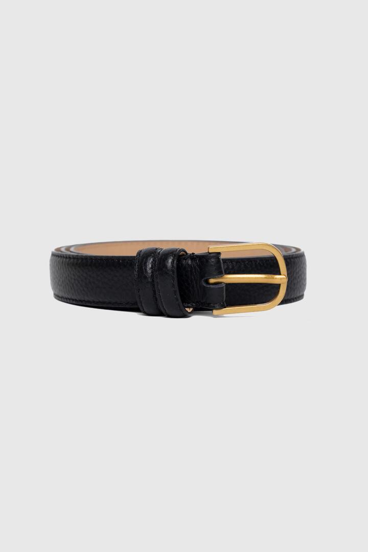 Image of Hair Accessories. Product name - Luna Black Leather Matte Gold Buckle Belt in Black colour by brand - Among the Brave