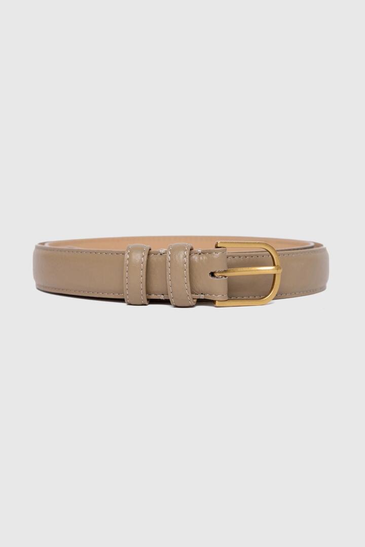 Image of Hair Accessories. Product name - Luna Taupe Leather Matte Gold Buckle Belt in Taupe colour by brand - Among the Brave