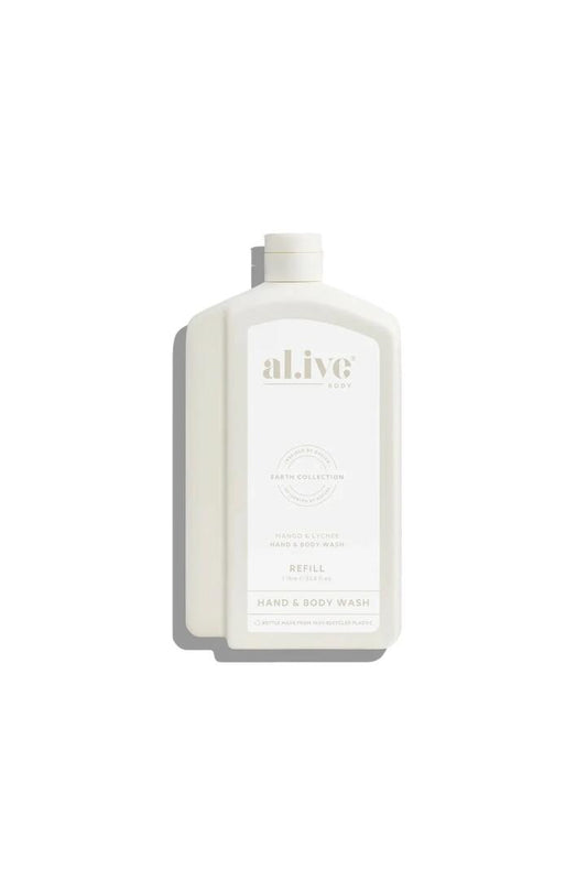 Image of Health & Beauty. Product name - Mango & Lychee 1ltr Hand & Body Wash Refill in colour by brand - Alive Body