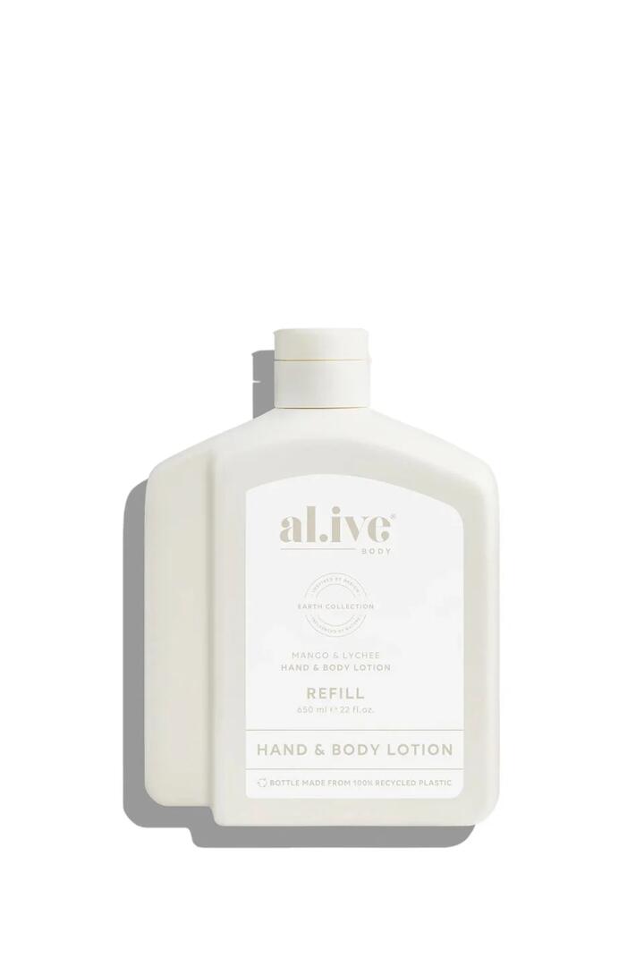 Image of Health & Beauty. Product name - Mango & Lychee 650ml Hand & Body Lotion Refill in colour by brand - Alive Body
