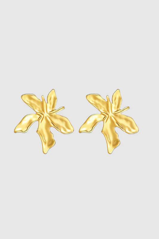 Image of Jewelry. Product name - Romy Flower Gold Plated Stud Earring in Gold colour by brand - Castel + Co