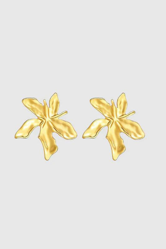Image of Jewelry. Product name - Romy Flower Gold Plated Stud Earring in Gold colour by brand - Castel + Co