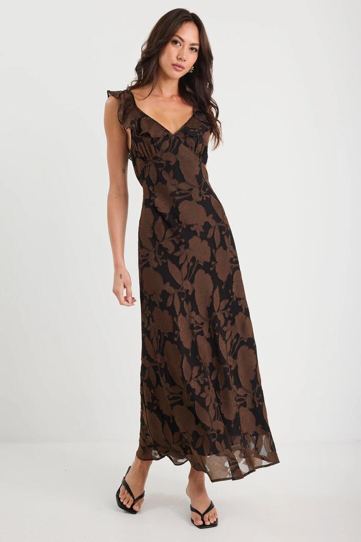 Image of Dresses. Product name - Joyous Moonlit Garden Bias Slip Maxi Dress in Moonlit Garden colour by brand - Georgia Zoe