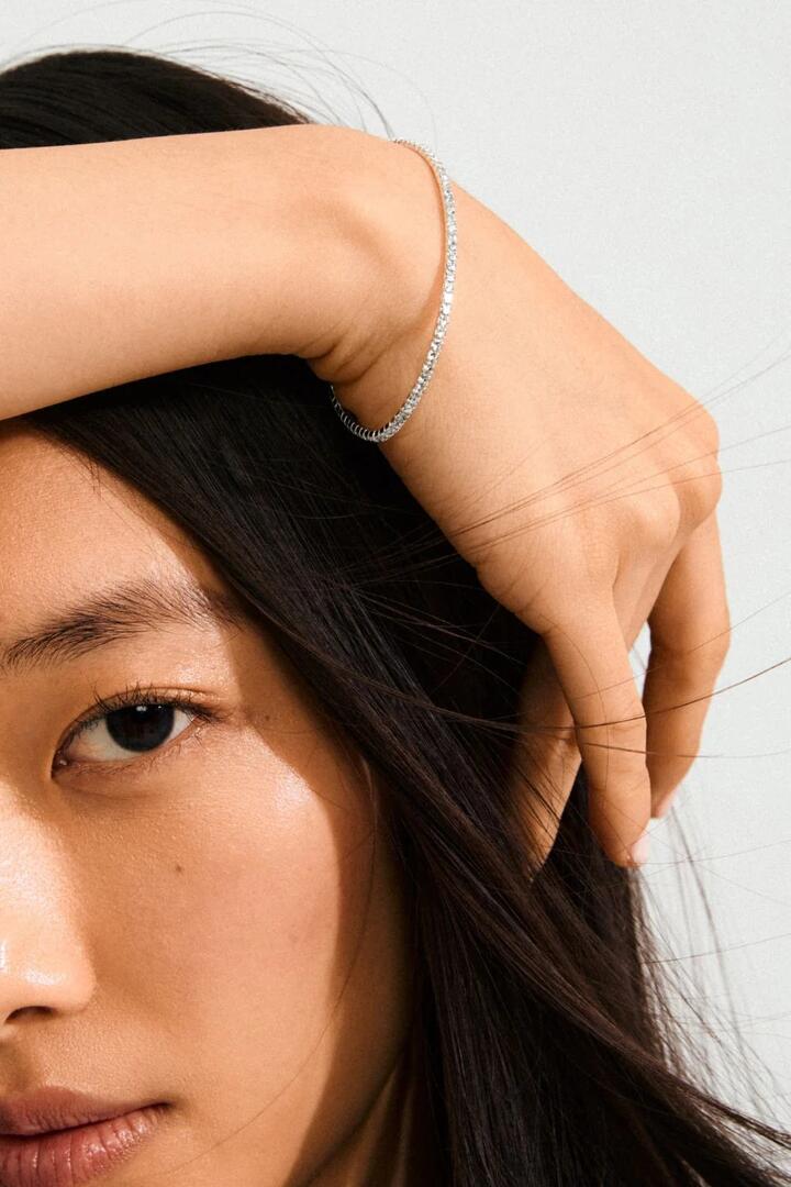 Image of Jewelry. Product name - Arash Silver Plated Crystal Stretchy Bracelet in Silver colour by brand - Pilgrim