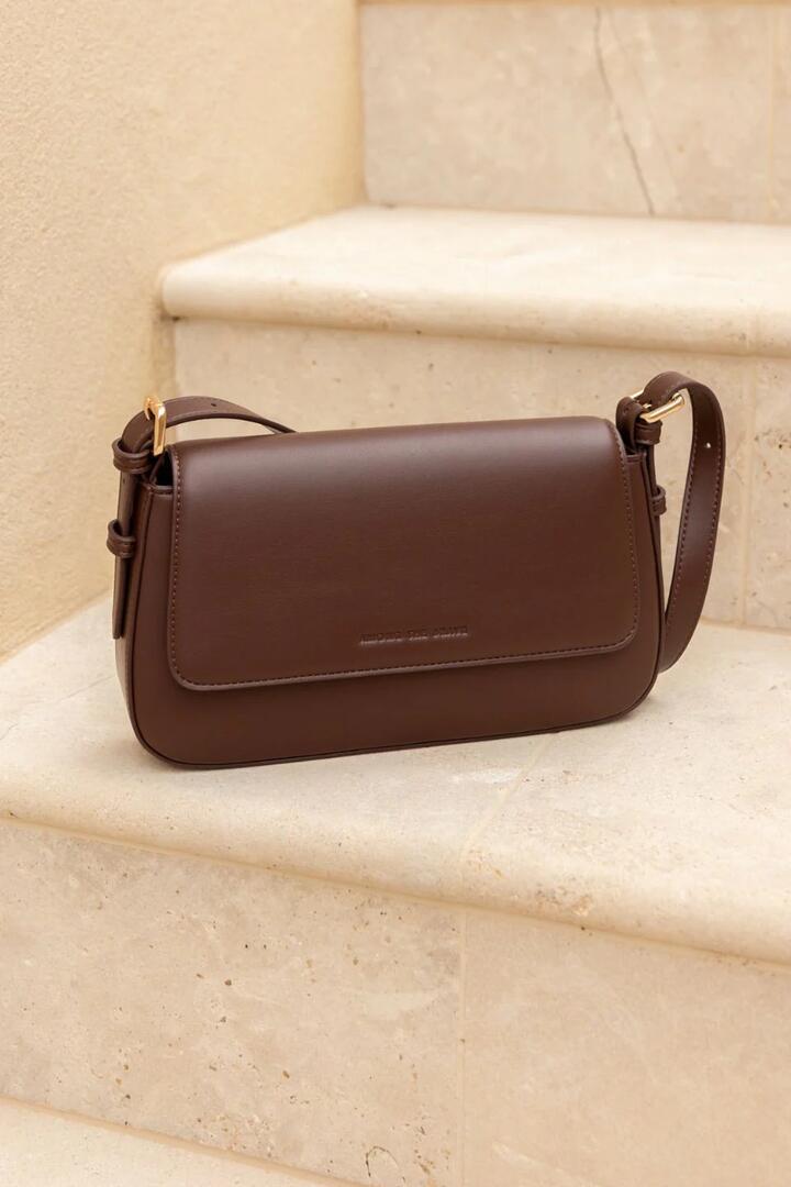 Image of Bags. Product name - Date Night Dark Coffee PU Leather Shoulder Bag in Brown colour by brand - Among the Brave
